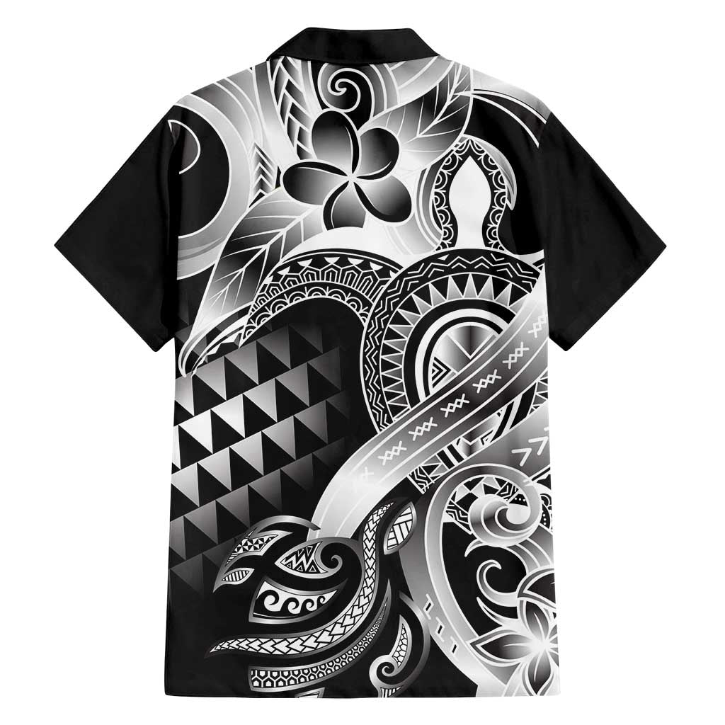 Aloha Black Tribal Honu Tattoo Family Matching Tank Maxi Dress and Hawaiian Shirt