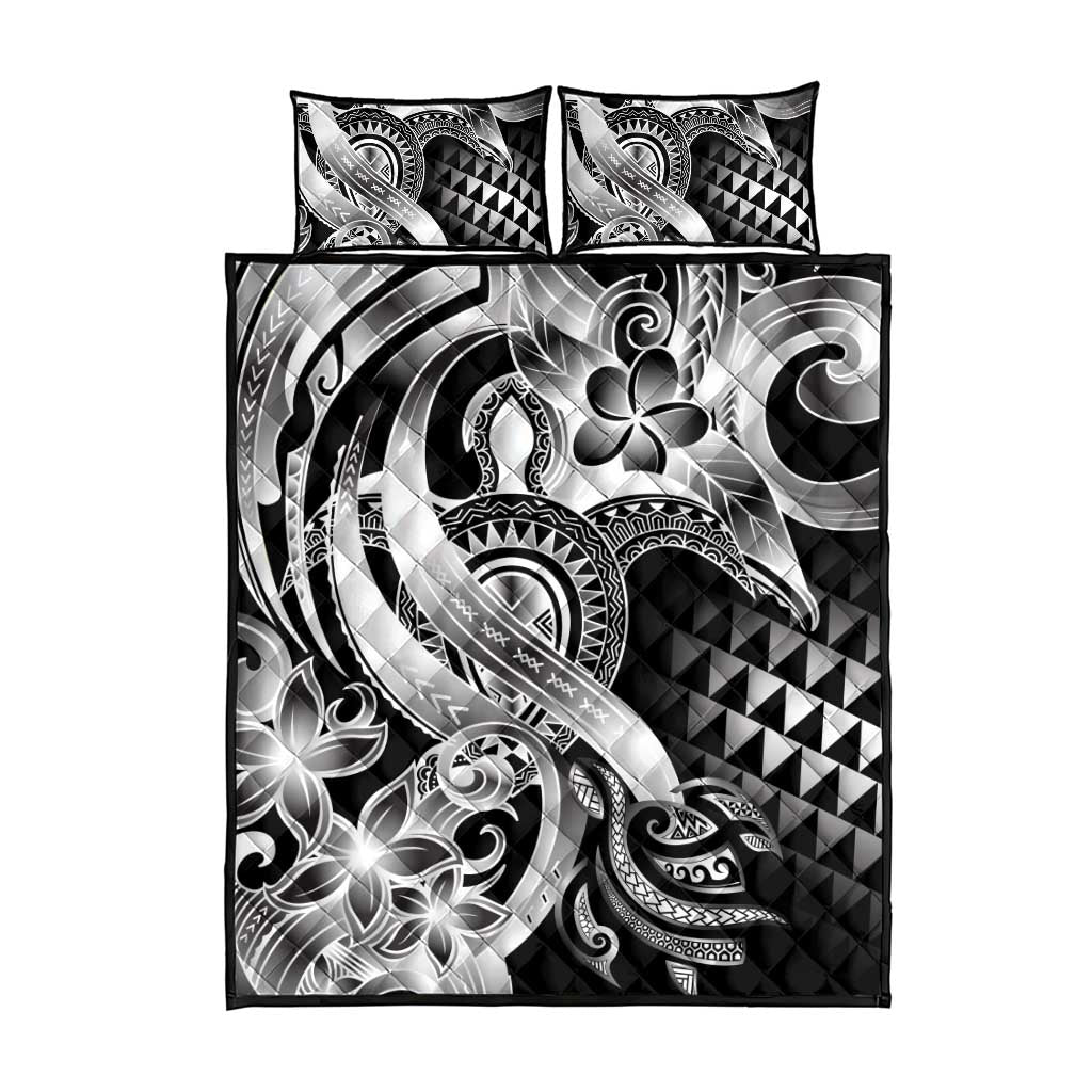 Aloha Black Tribal Honu Tattoo Quilt Bed Set