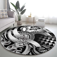 Aloha Black Tribal Honu Tattoo Round Carpet