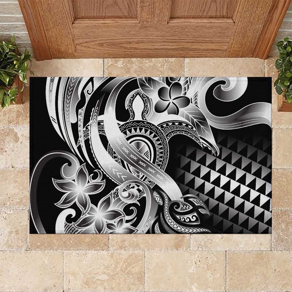 Aloha Black Tribal Honu Tattoo Rubber Doormat