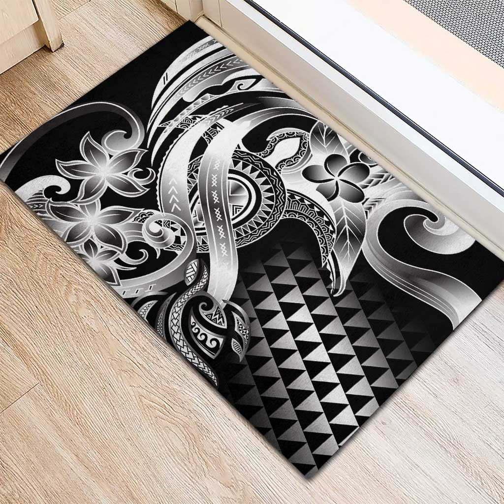 Aloha Black Tribal Honu Tattoo Rubber Doormat