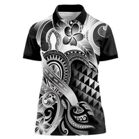 Aloha Black Tribal Honu Tattoo Women Polo Shirt