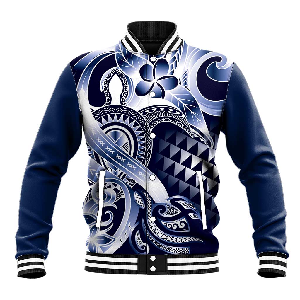 Aloha Blue Tribal Honu Tattoo Baseball Jacket