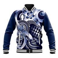 Aloha Blue Tribal Honu Tattoo Baseball Jacket