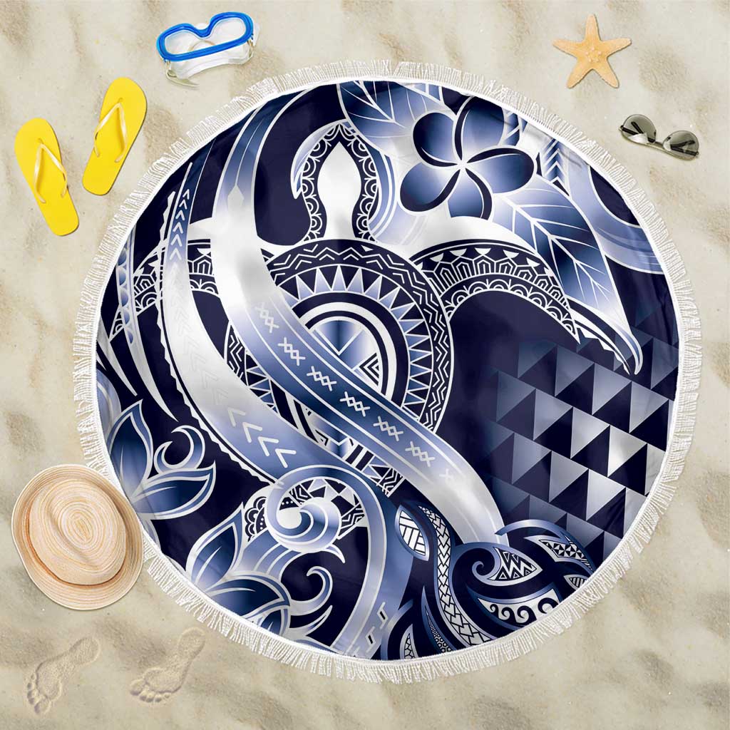 Aloha Blue Tribal Honu Tattoo Beach Blanket