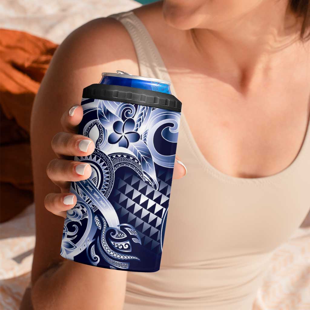 Aloha Blue Tribal Honu Tattoo 4 in 1 Can Cooler Tumbler