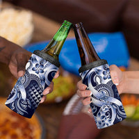 Aloha Blue Tribal Honu Tattoo 4 in 1 Can Cooler Tumbler