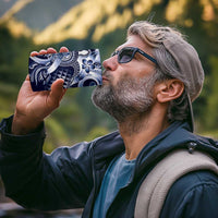 Aloha Blue Tribal Honu Tattoo 4 in 1 Can Cooler Tumbler