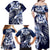 Aloha Blue Tribal Honu Tattoo Family Matching Off Shoulder Maxi Dress and Hawaiian Shirt