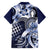 Aloha Blue Tribal Honu Tattoo Family Matching Off Shoulder Maxi Dress and Hawaiian Shirt