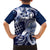 Aloha Blue Tribal Honu Tattoo Family Matching Off Shoulder Short Dress and Hawaiian Shirt