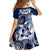 Aloha Blue Tribal Honu Tattoo Family Matching Off Shoulder Short Dress and Hawaiian Shirt