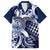 Aloha Blue Tribal Honu Tattoo Family Matching Off Shoulder Short Dress and Hawaiian Shirt