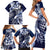 Aloha Blue Tribal Honu Tattoo Family Matching Short Sleeve Bodycon Dress and Hawaiian Shirt