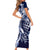 Aloha Blue Tribal Honu Tattoo Family Matching Short Sleeve Bodycon Dress and Hawaiian Shirt