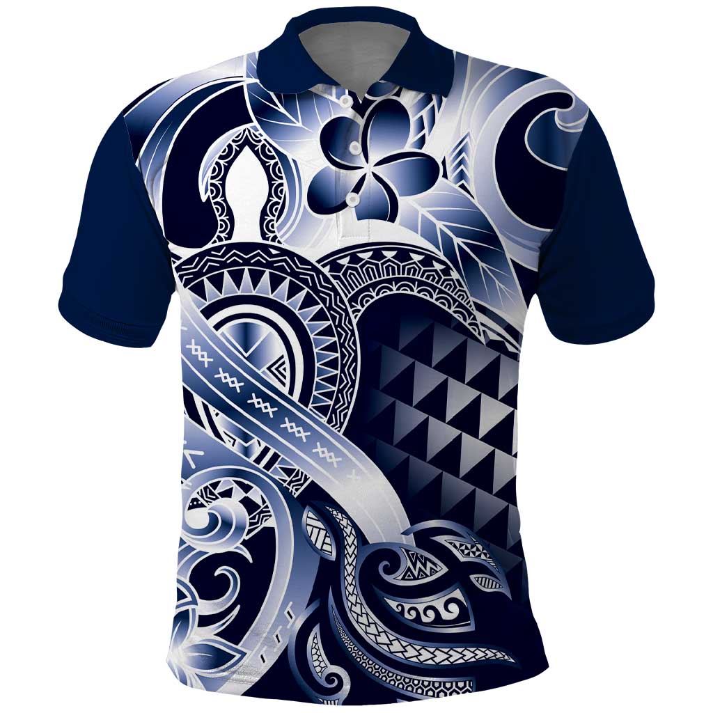 Aloha Blue Tribal Honu Tattoo Polo Shirt