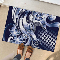 Aloha Blue Tribal Honu Tattoo Rubber Doormat