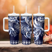 Aloha Blue Tribal Honu Tattoo Tumbler With Handle