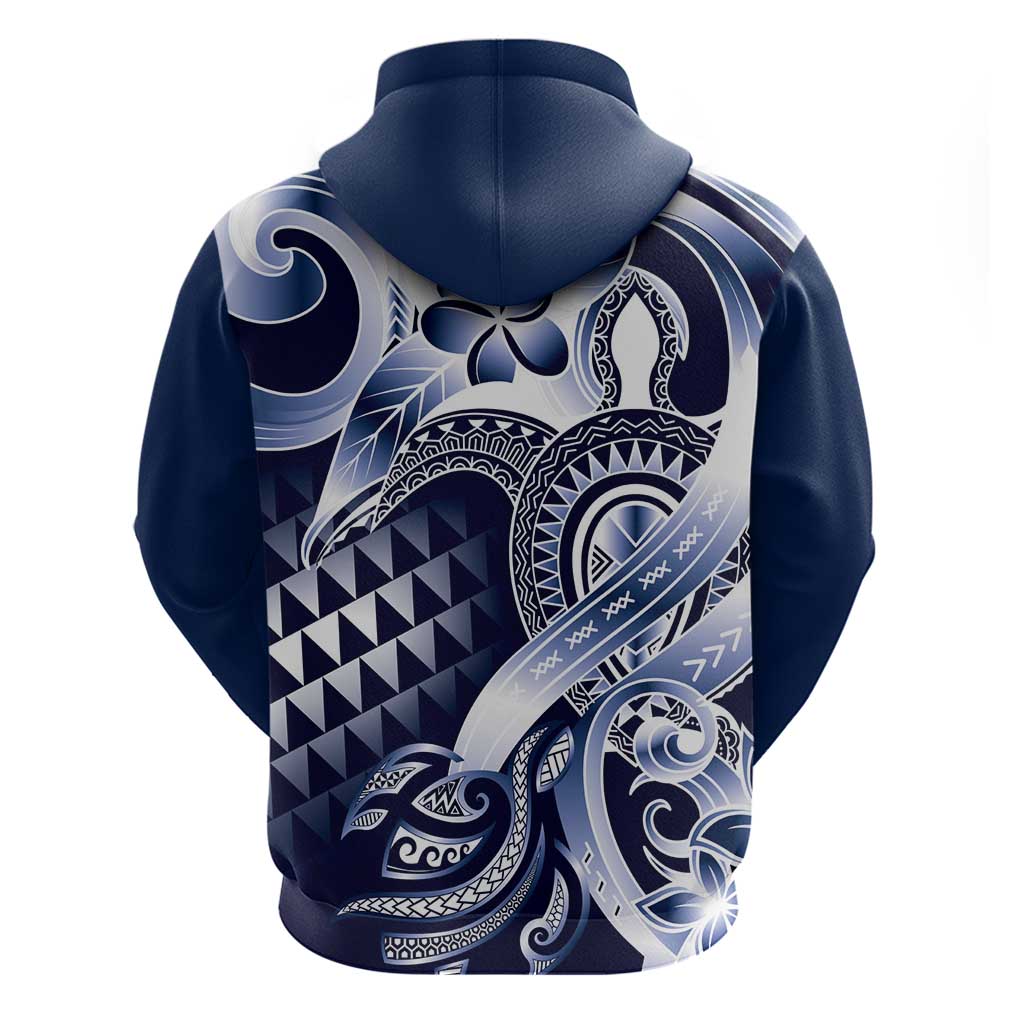 Aloha Blue Tribal Honu Tattoo Zip Hoodie