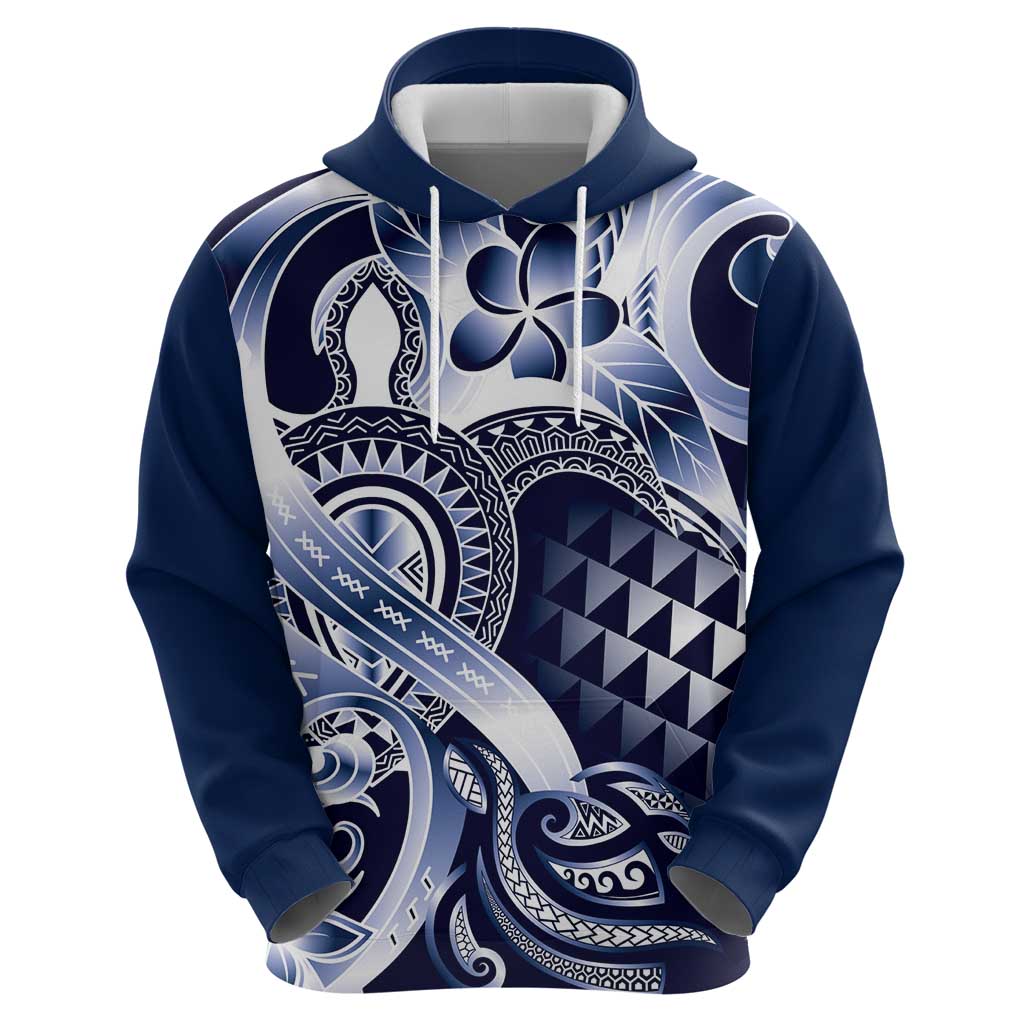 Aloha Blue Tribal Honu Tattoo Zip Hoodie