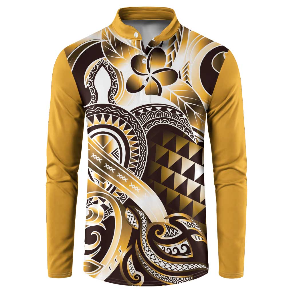 Aloha Gold Tribal Honu Tattoo Button Sweatshirt