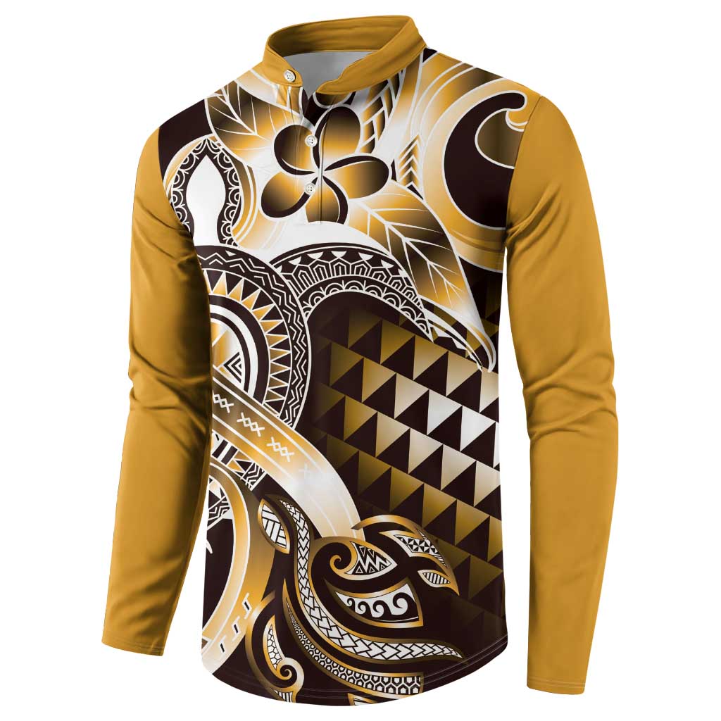 Aloha Gold Tribal Honu Tattoo Button Sweatshirt