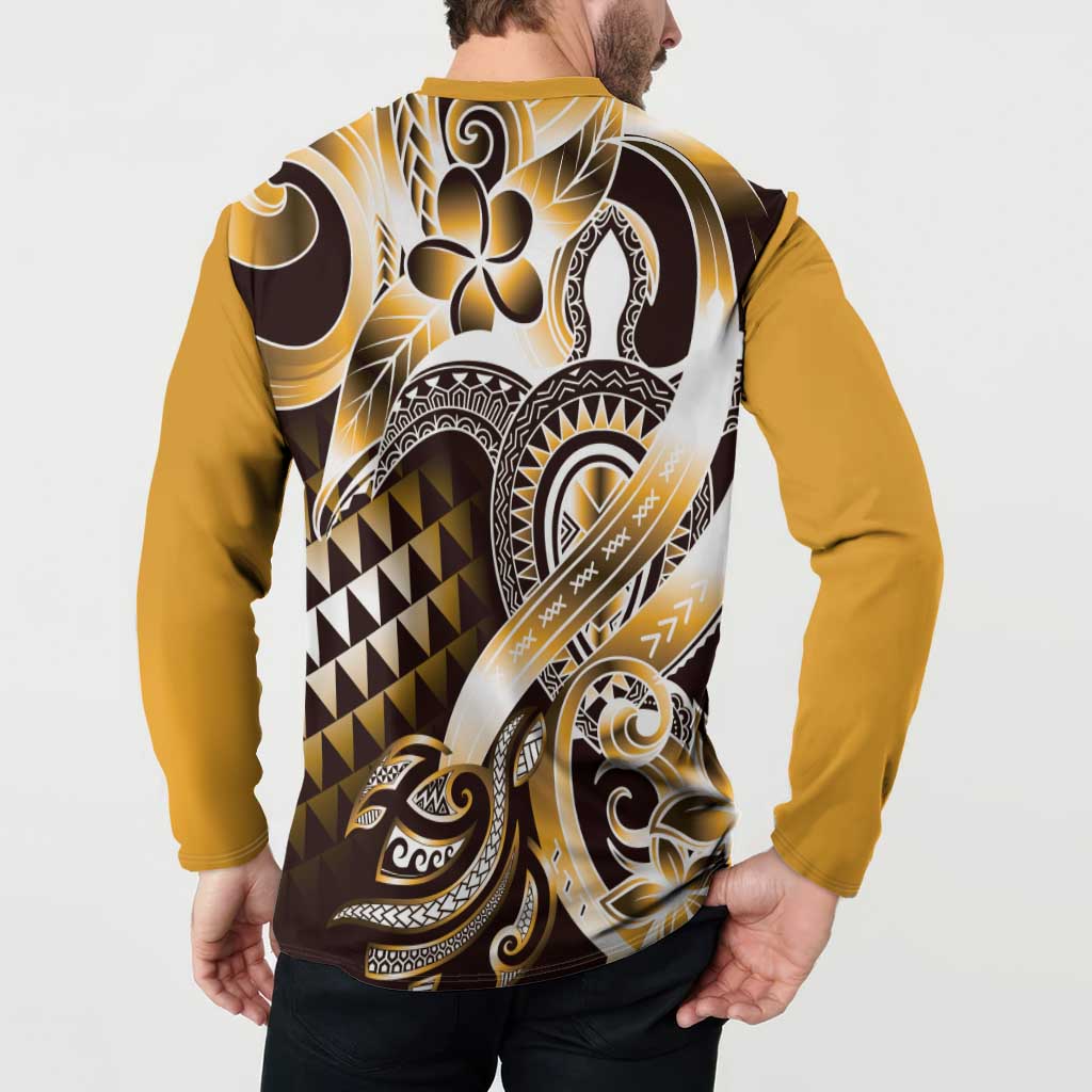 Aloha Gold Tribal Honu Tattoo Button Sweatshirt