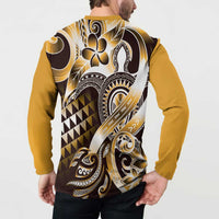 Aloha Gold Tribal Honu Tattoo Button Sweatshirt