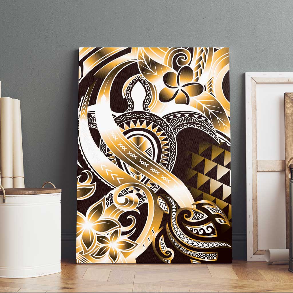 Aloha Gold Tribal Honu Tattoo Canvas Wall Art