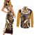 Aloha Gold Tribal Honu Tattoo Couples Matching Short Sleeve Bodycon Dress and Long Sleeve Button Shirt