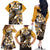 Aloha Gold Tribal Honu Tattoo Family Matching Off The Shoulder Long Sleeve Dress and Hawaiian Shirt