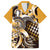 Aloha Gold Tribal Honu Tattoo Family Matching Off The Shoulder Long Sleeve Dress and Hawaiian Shirt