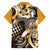 Aloha Gold Tribal Honu Tattoo Family Matching Off The Shoulder Long Sleeve Dress and Hawaiian Shirt