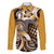 Aloha Gold Tribal Honu Tattoo Family Matching Off The Shoulder Long Sleeve Dress and Hawaiian Shirt