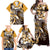 Aloha Gold Tribal Honu Tattoo Family Matching Off Shoulder Maxi Dress and Hawaiian Shirt