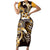 Aloha Gold Tribal Honu Tattoo Family Matching Short Sleeve Bodycon Dress and Hawaiian Shirt