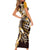 Aloha Gold Tribal Honu Tattoo Family Matching Short Sleeve Bodycon Dress and Hawaiian Shirt