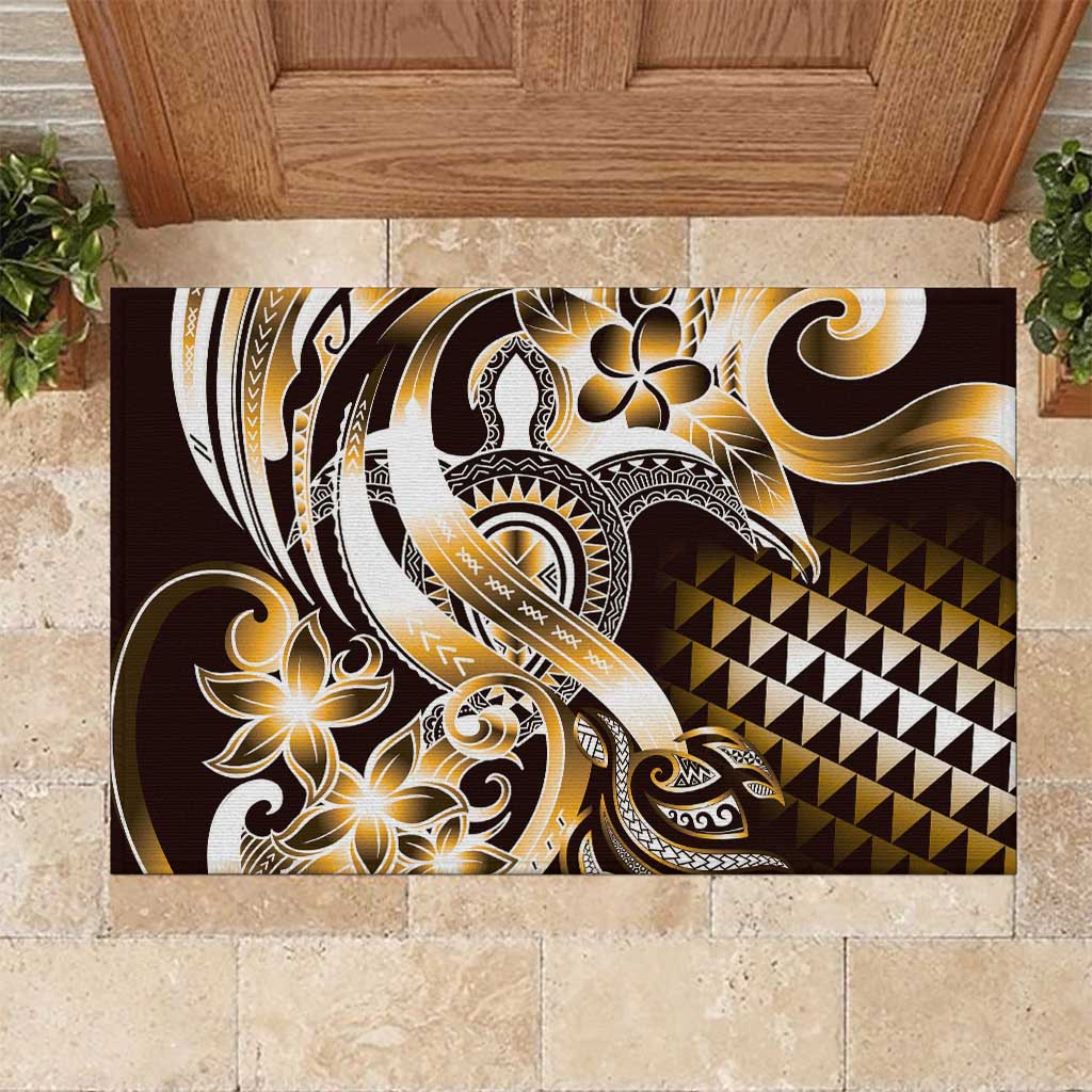 Aloha Gold Tribal Honu Tattoo Rubber Doormat