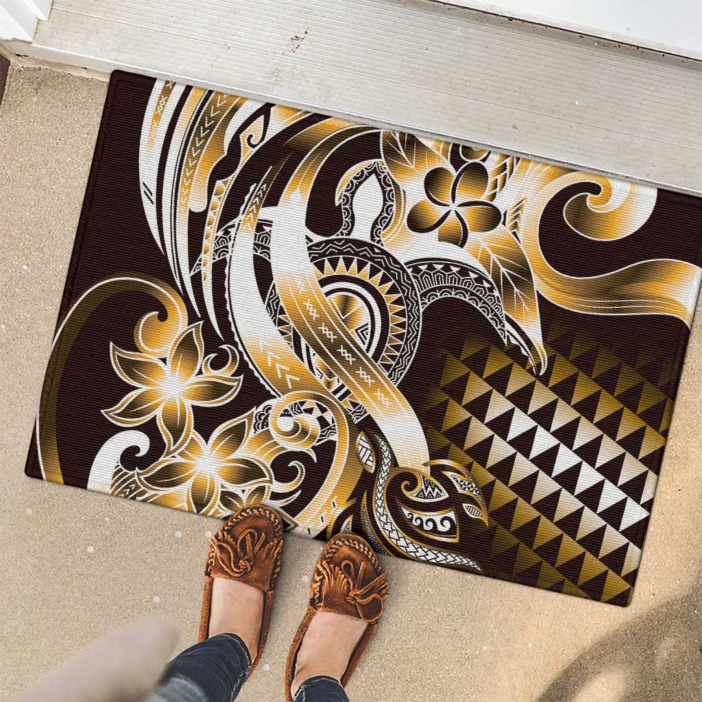 Aloha Gold Tribal Honu Tattoo Rubber Doormat