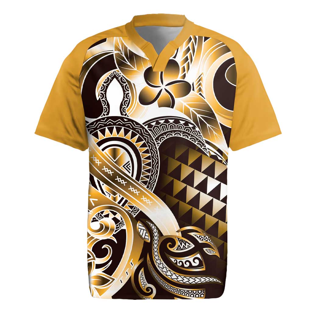 Aloha Gold Tribal Honu Tattoo Rugby Jersey