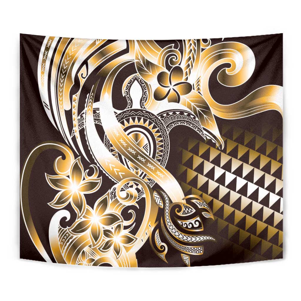 Aloha Gold Tribal Honu Tattoo Tapestry