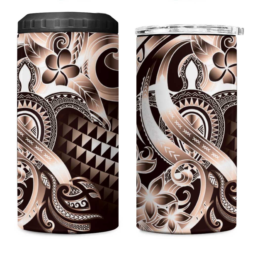 Aloha Mocha Mousse Tribal Honu Tattoo 4 in 1 Can Cooler Tumbler LT9 One Size: 16 oz Mocha Mousse - Polynesian Pride
