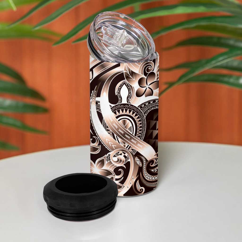Aloha Mocha Mousse Tribal Honu Tattoo 4 in 1 Can Cooler Tumbler LT9 - Polynesian Pride