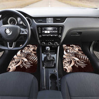 Aloha Mocha Mousse Tribal Honu Tattoo Car Mats LT9 Set 2pcs - Front Mocha Mousse - Polynesian Pride