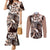 Aloha Mocha Mousse Tribal Honu Tattoo Couples Matching Mermaid Dress and Long Sleeve Button Shirt