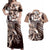 Aloha Mocha Mousse Tribal Honu Tattoo Couples Matching Off Shoulder Maxi Dress and Hawaiian Shirt