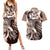 Aloha Mocha Mousse Tribal Honu Tattoo Couples Matching Summer Maxi Dress and Hawaiian Shirt