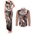 Aloha Mocha Mousse Tribal Honu Tattoo Couples Matching Tank Maxi Dress and Long Sleeve Button Shirt