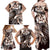 Aloha Mocha Mousse Tribal Honu Tattoo Family Matching Off Shoulder Maxi Dress and Hawaiian Shirt