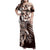 Aloha Mocha Mousse Tribal Honu Tattoo Family Matching Off Shoulder Maxi Dress and Hawaiian Shirt